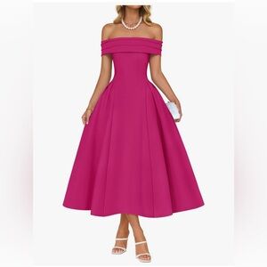 Elegant Off-Shoulder Red Dress